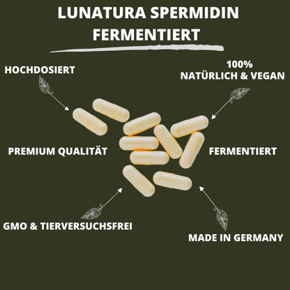 Lunatura Spermidin mit Q10 und fermentiertem Weizengras – 60 Kapseln