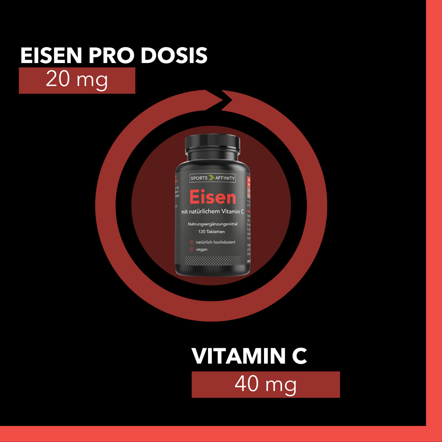 Sports Affinity Eisen mit natürlichem Vitamin C - 120 Tabletten