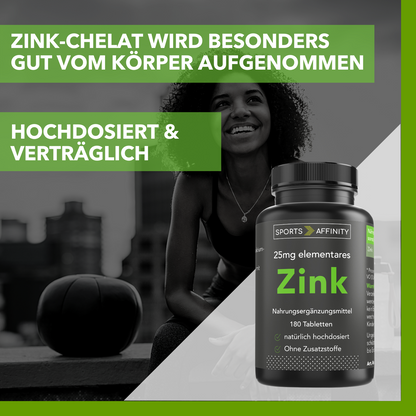 Sports Affinity Zink (Bisglycinat) - 180 hochdosierte Tabletten