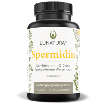 Lunatura Spermidin mit Q10 und fermentiertem Weizengras – 60 Kapseln